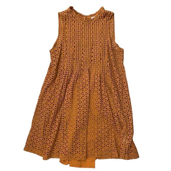 Madewell Womens Burnt Orange Cotton Floral Eyelet lace Lined Shift Dress Size M - Picture 8 of 14